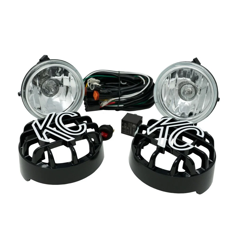 0490 – KC HILITE Driving/ Fog Light, Halogen Bulb H3 Halogen Clear Bulb 4 Inch Round 55 Watt AMP Draw 4.58 AMP Per Li...
